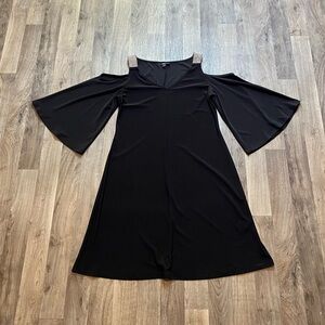 MSK Black Cold Shoulder Rhinestone Shift Dress Size Small Party Going Out